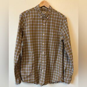 J. Crew Yellow and Blue Casual Button Down Shirt